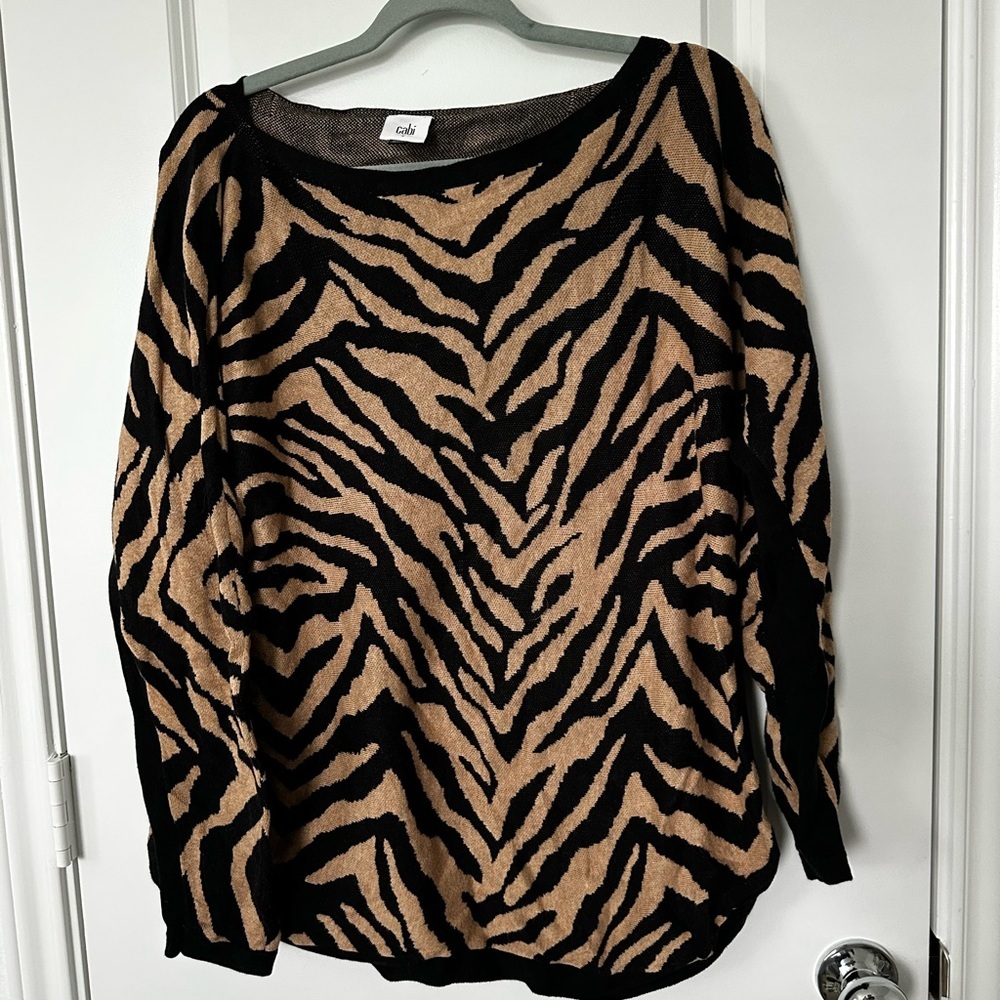 Cabi Dani Zebra Print Knit Sweater